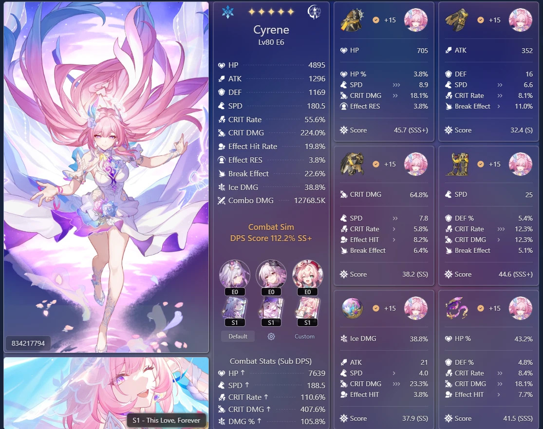 Honkai Star Rail/ HSR E6 Cyrene/E6 Evernight Whale account