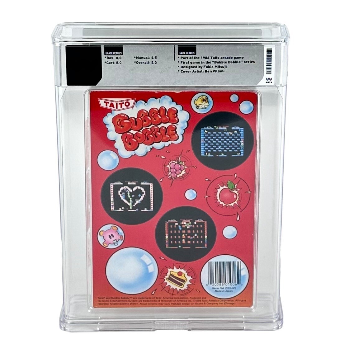 NES Bubble Bobble WATA 8.0 CIB Complete In Box Grade Game Round SOQ Seal