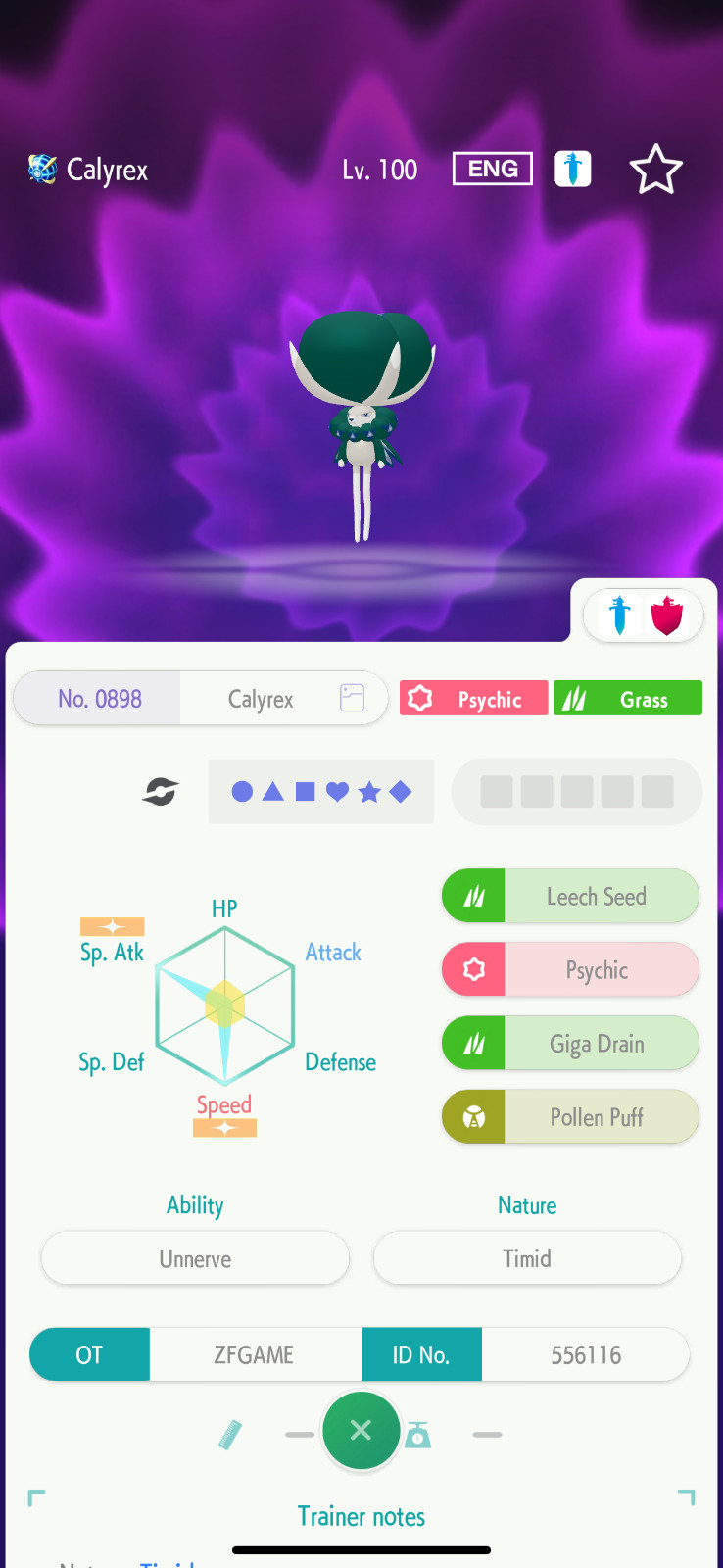 ✨6IV Normal Calyrex SPA + EVS🚀 POKEMON HOME✨Champions✨Online delivery⚡