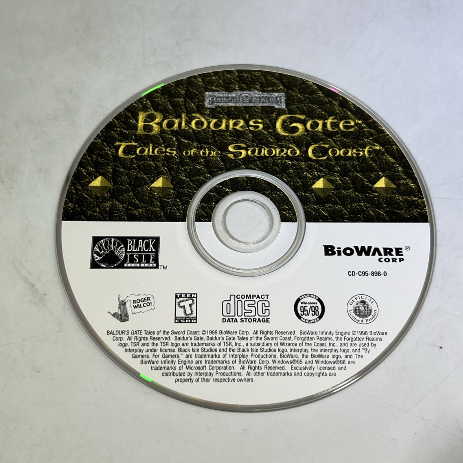 Baldur’s Gate: Forgotten Realms (Interplay, 1998) PC Game, 5 CDs (No Manual) #ML