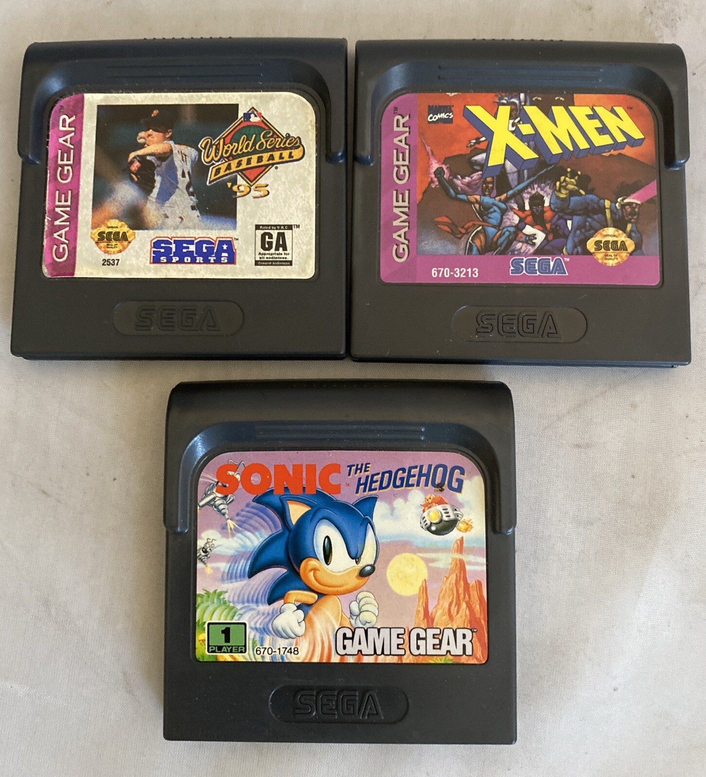 Sonic The Hedgehog, X-Men, World Series Baseball 95 (Sega Game Gear)