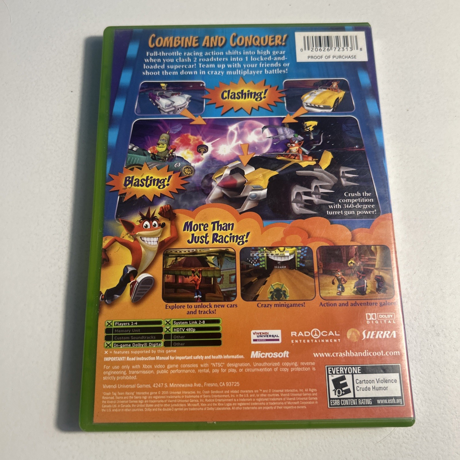 Crash: Tag Team Racing (Microsoft Xbox, 2005) Complete, CIB, and Tested.