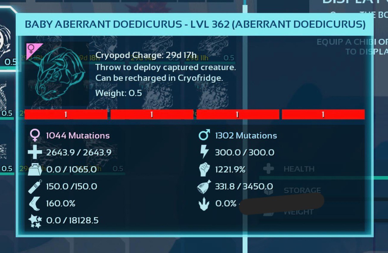 ARK ASA PVE OFFICIAL PAIR BABY DOEDICURUS AB RED ID01 NEW TOP STATUS 1221% MELEE