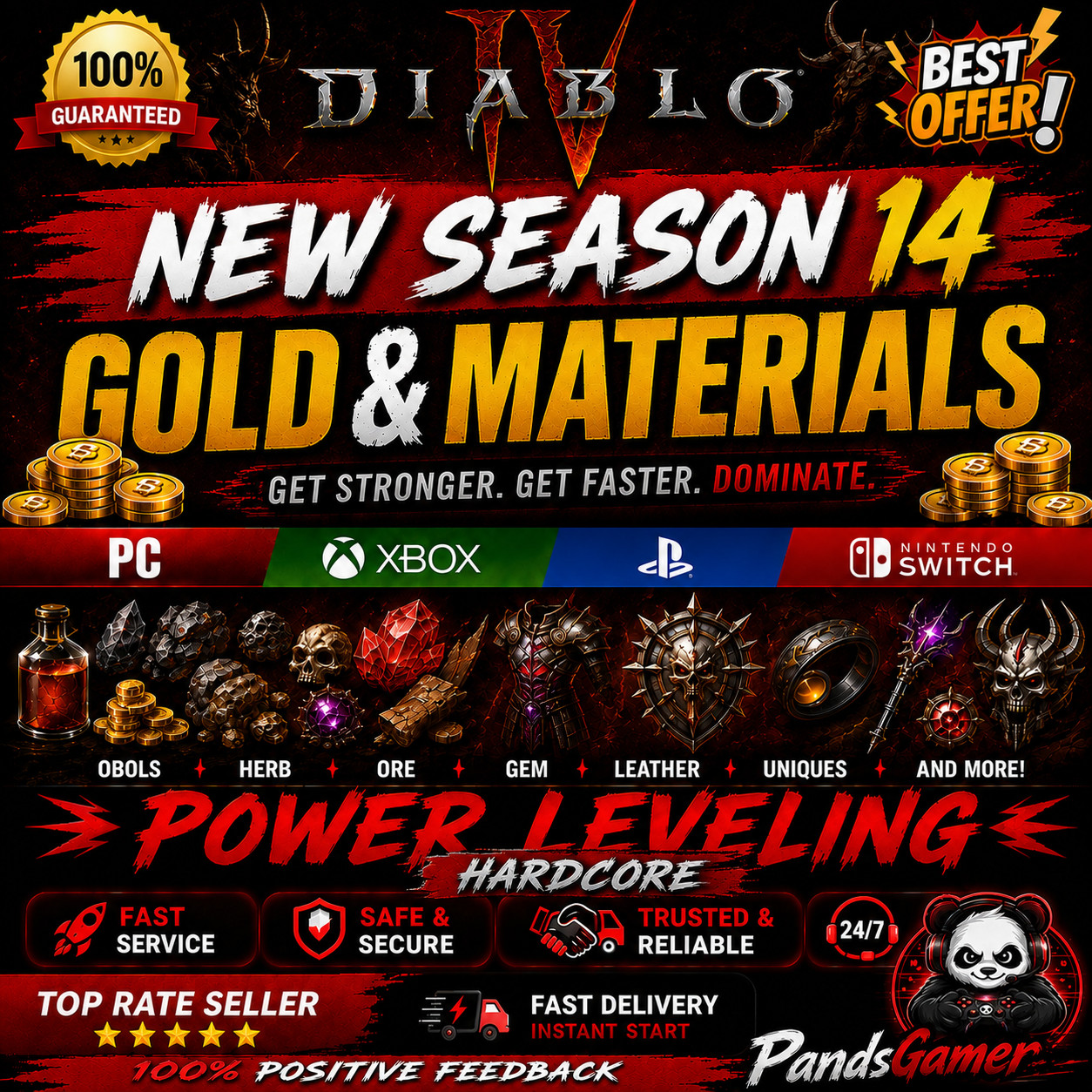 DIABLO 4 SEASON 14 DEATH AWAKENING HARDCORE BOSSTING POWER LEVEL GOLD RUNES