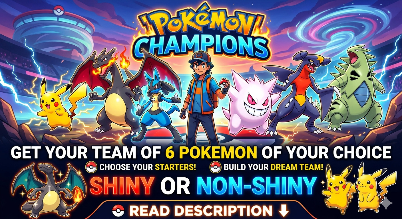 Pokemon Champions – 6 Pokemon Team Pack – Shiny or Non-Shiny – Pokémon HOME