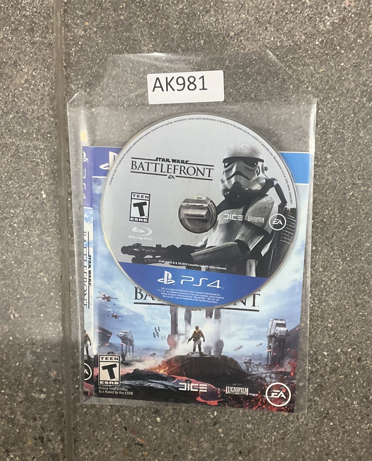 Star Wars: Battlefront (PlayStation 4, 2015) Video Game No Case #AK981