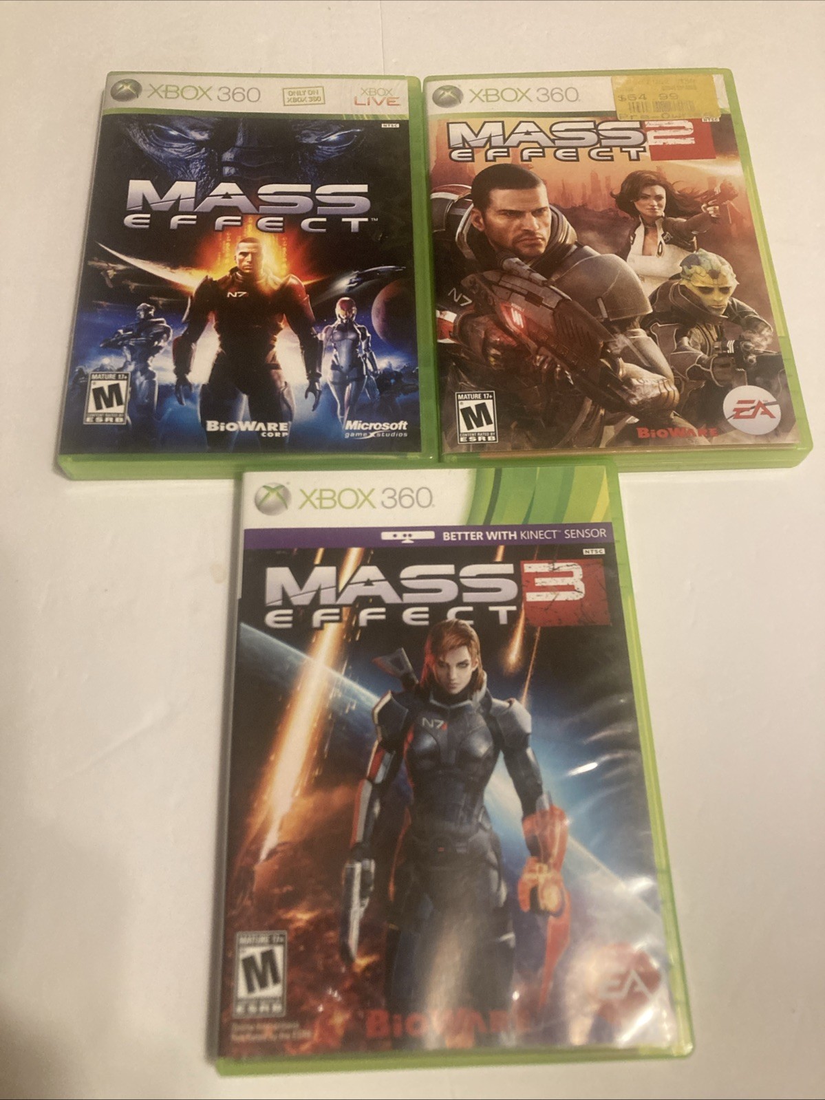 Mass Effect 1 + Mass Effect 2 + Mass Effect 3 Trilogy(Xbox 360) Lot 5 Discs