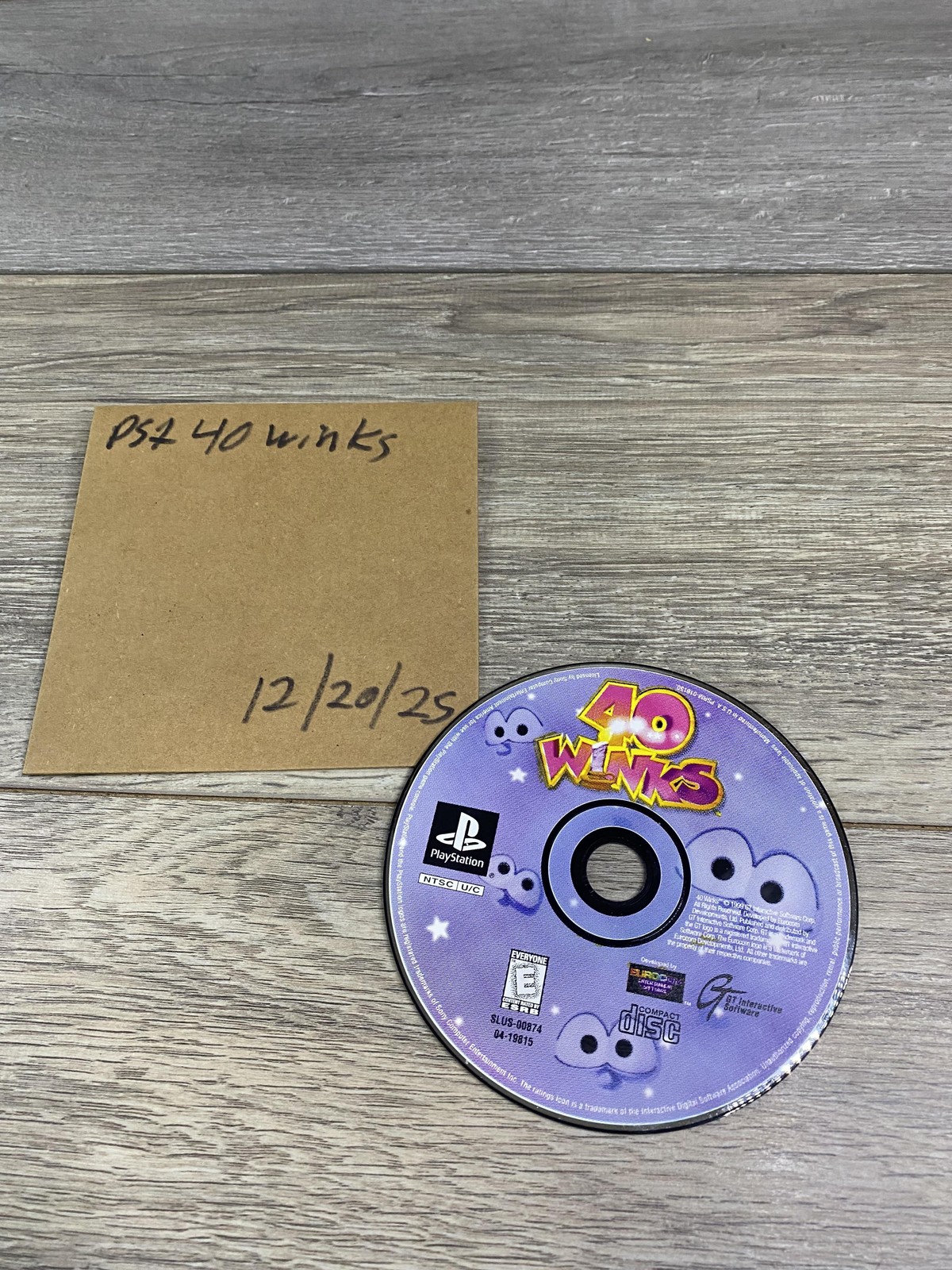 40 Winks Sony PlayStation 1 PS1 Game Disc Only Tested Survival Platformer