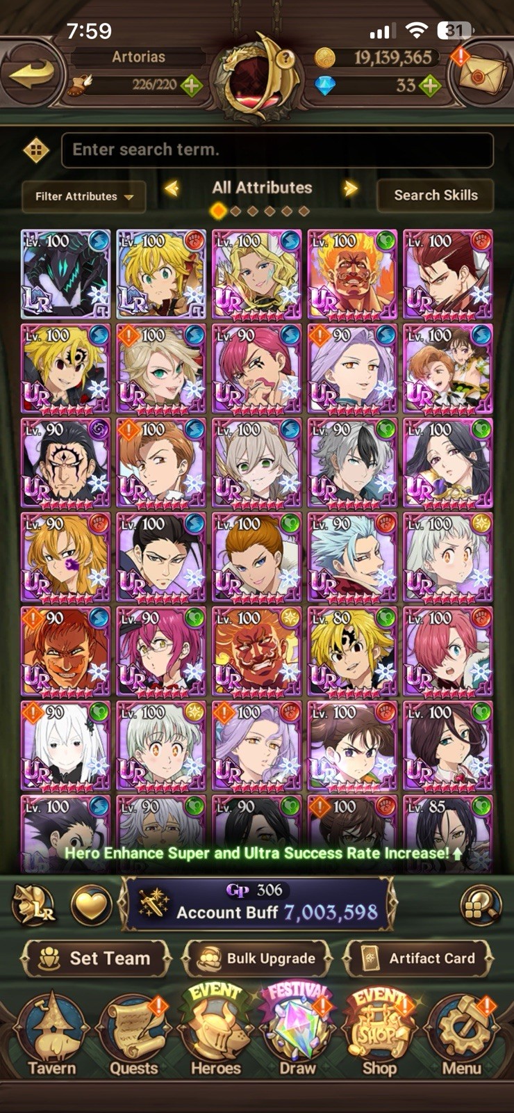 7DS Grand Cross Global Endgame 7M Box. Story At 670 Many Units Geared Up