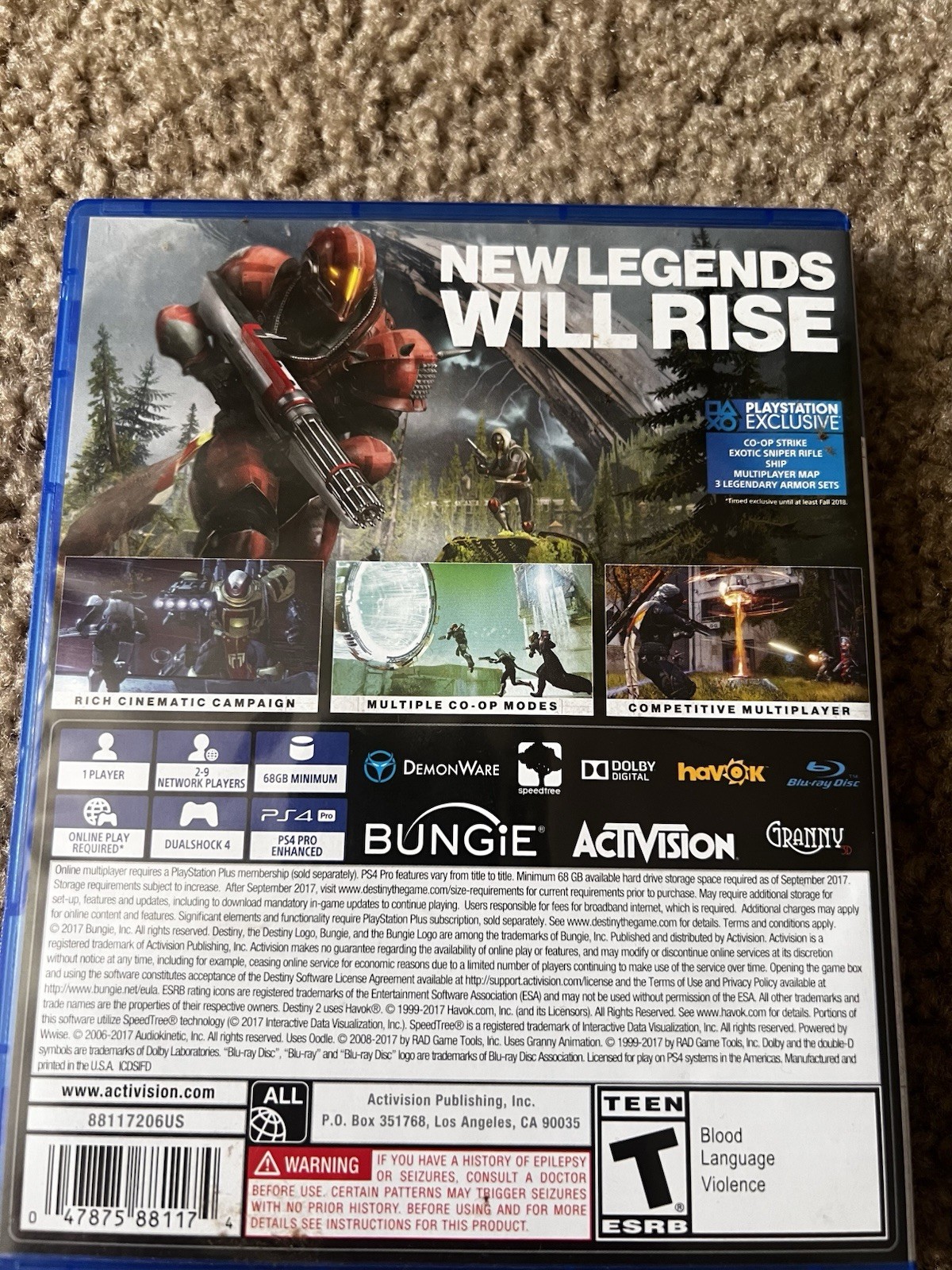 Activision Destiny 2 PS4 T Teen 2017 Shooter Multiplayer Online Playability