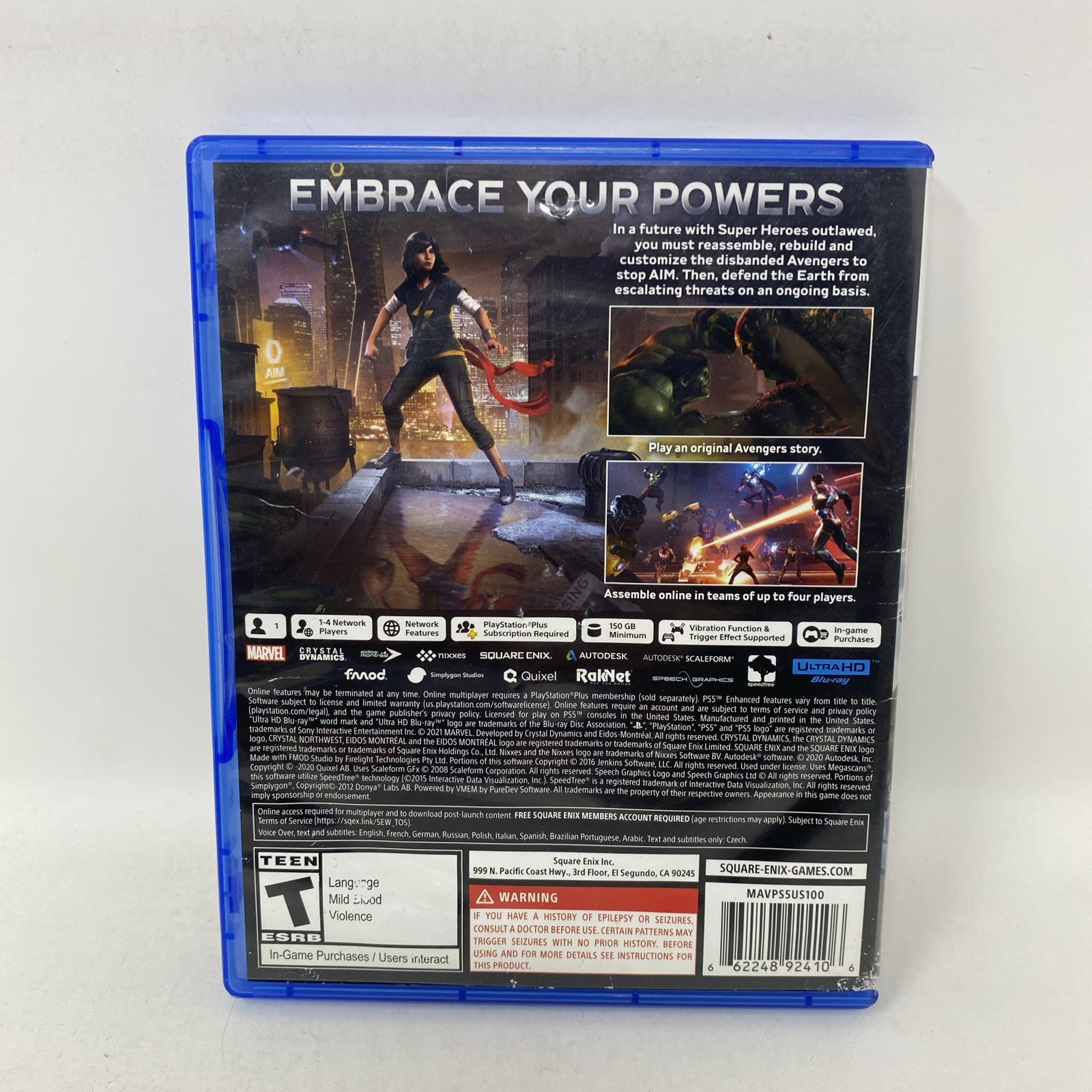 Marvel’s Avengers – PS5 Sony PlayStation 5 Complete CIB Hulk Thor Iron Man