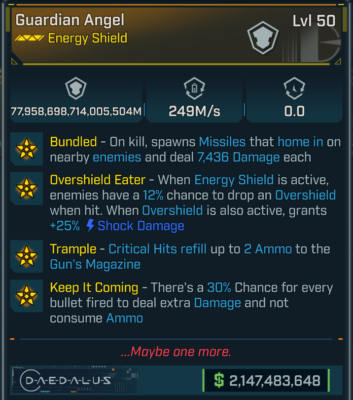 Borderlands 4 • MODDED • Guardian Angel Godmode Shield • Lvl 50 • PS PC XB