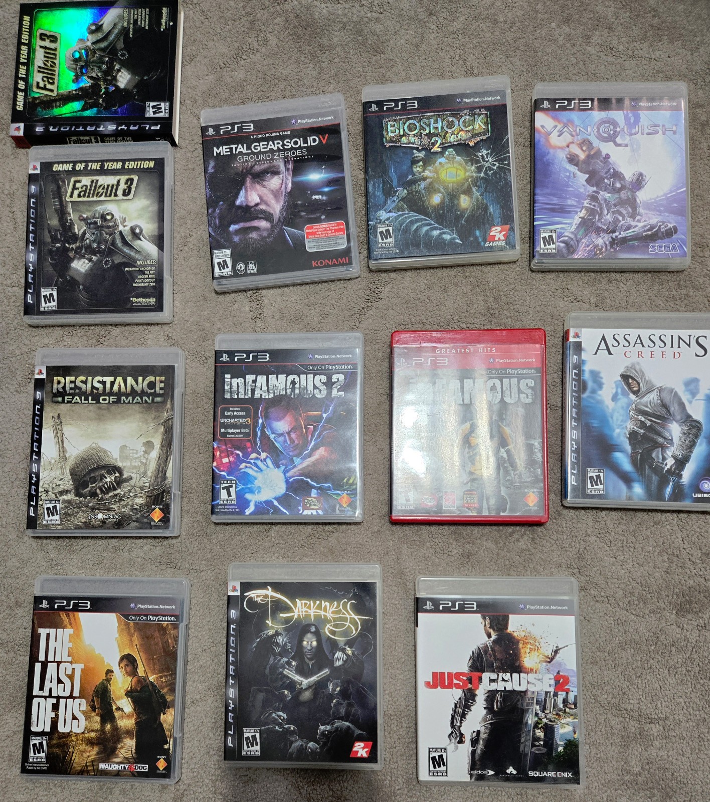 11 Playstation 3 PS3 game lot bundle, manuals present, Vanquish, Infamous, more