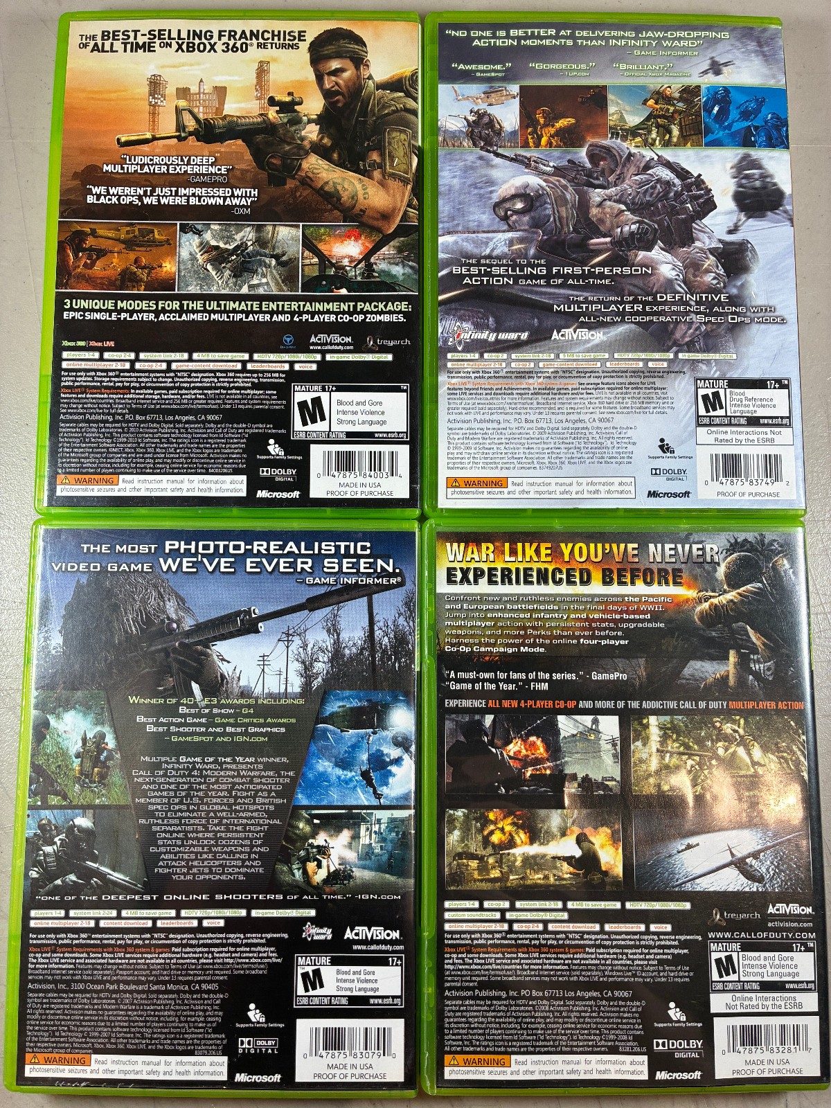 CIB Xbox 360 Lot Call of Duty Black Ops / Modern Warfare 2 / 4 / World at War