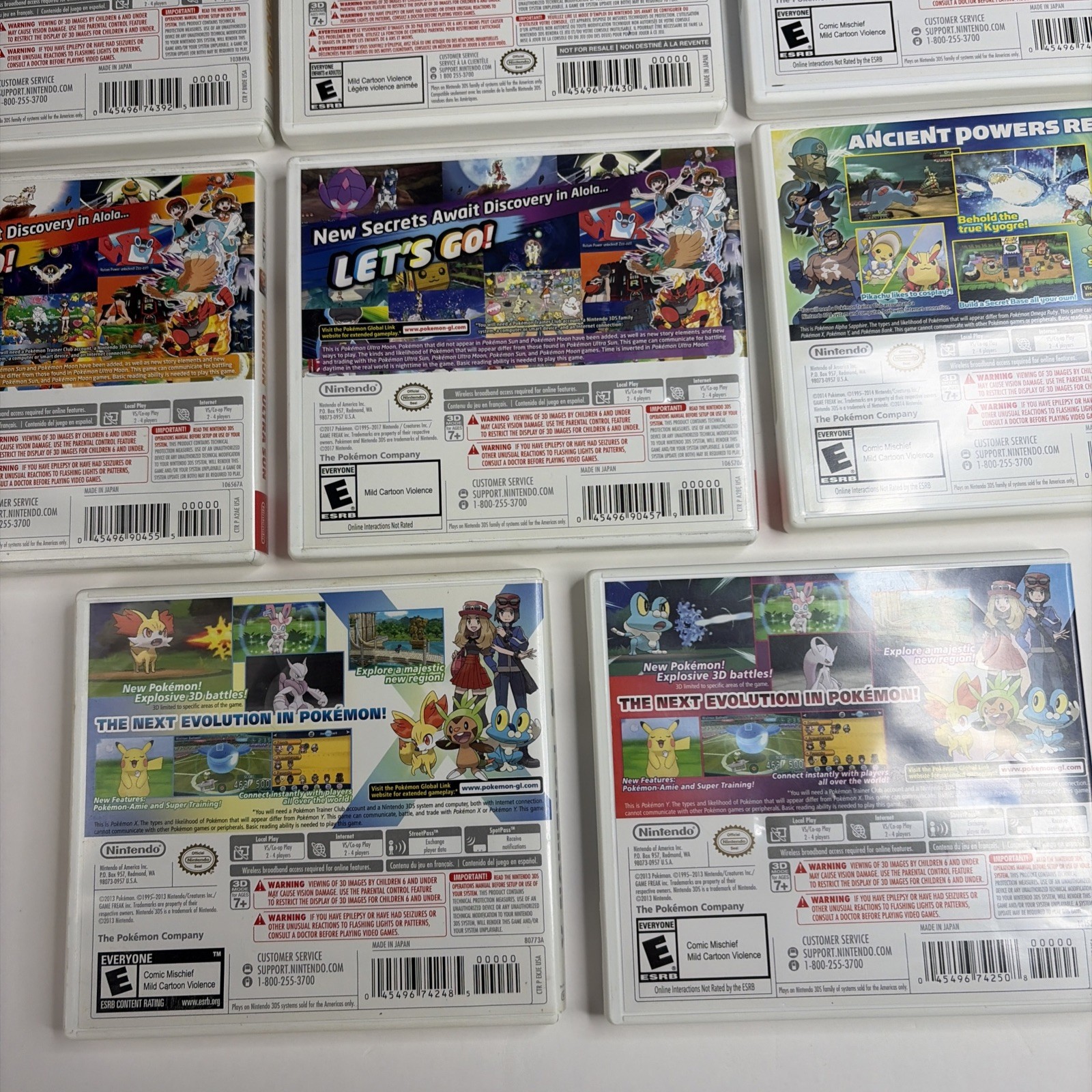 Pokemon Nintendo 3DS GAME LOT Of 8 Complete Box Sun Moon Ultra X Y AUTHENTIC
