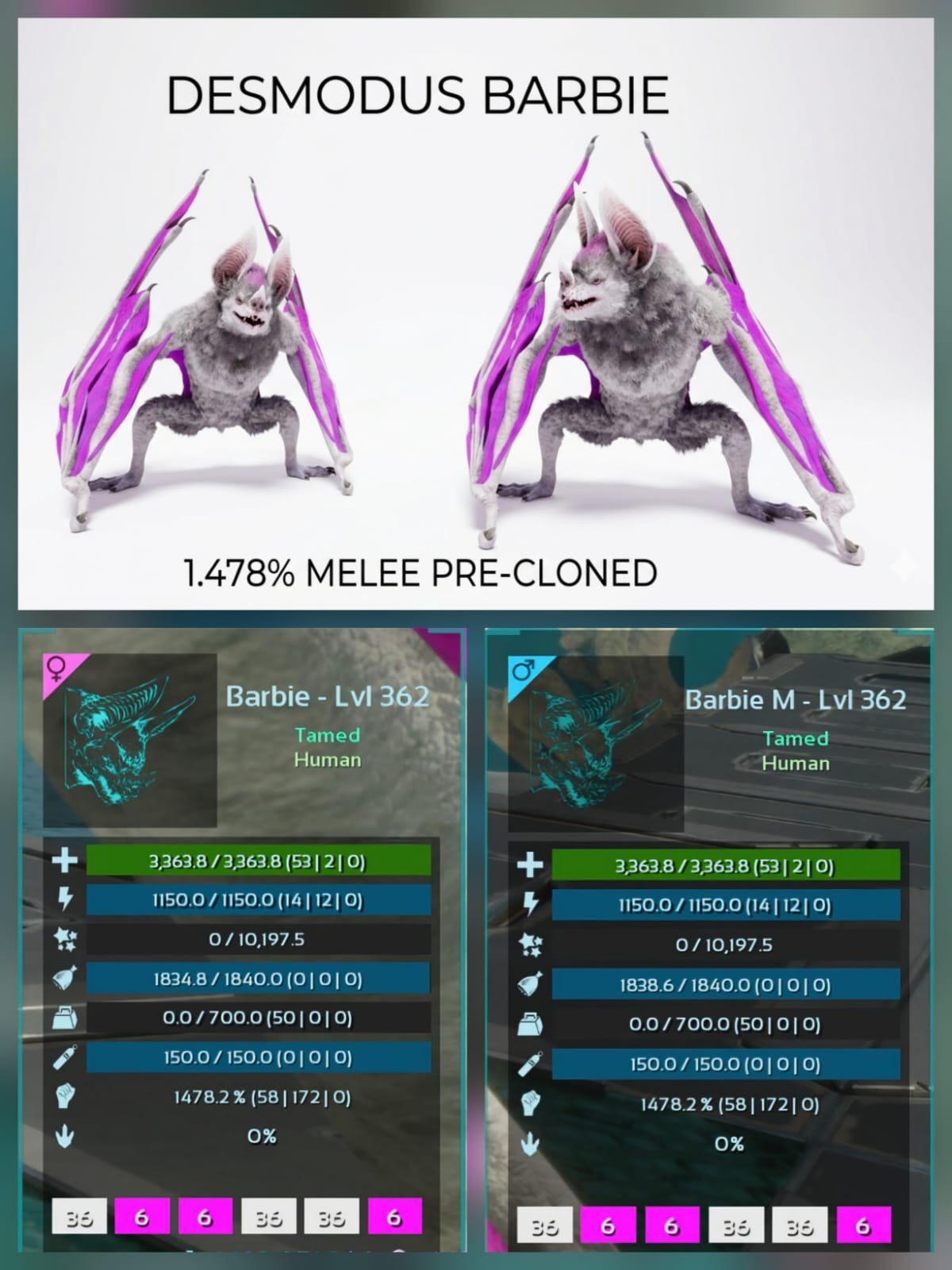 DESMODUS Top Melee Pre-Cloned Pair Ark Survival Ascended PVE Official Crossplay