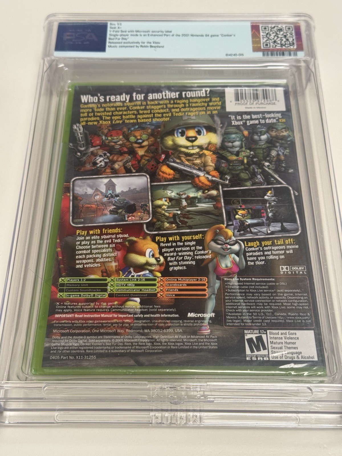 Conker: Live & Reloaded (Xbox) PSA Grade 9.6 A+ Seal. Rareware Classic. Mint!