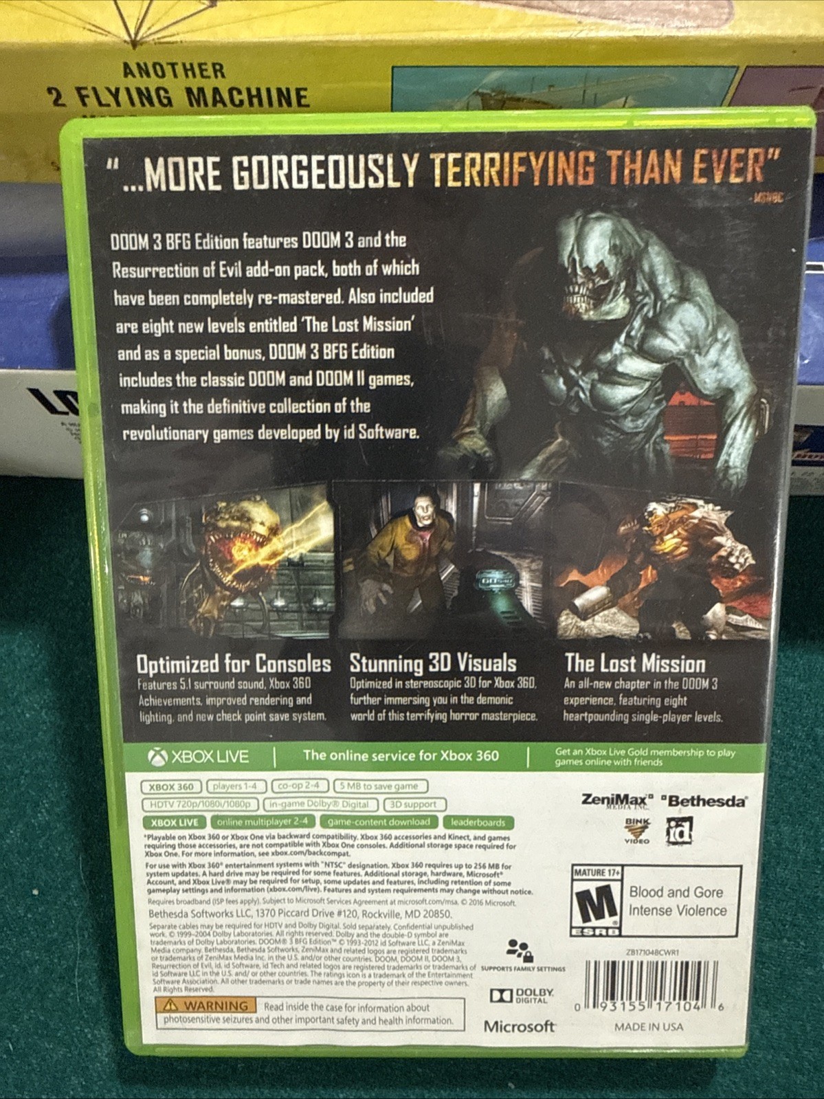 Doom 3 BFG Edition With Poster (Xbox One / Xbox 360, 2012) With Poster