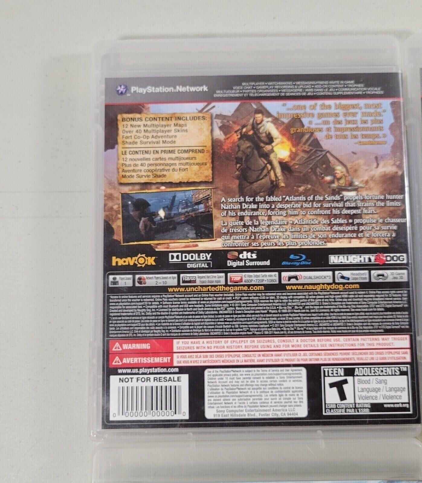 Uncharted 3 – PS3 – Drakes Deception – Complete With Manual – Rated T (Teen)