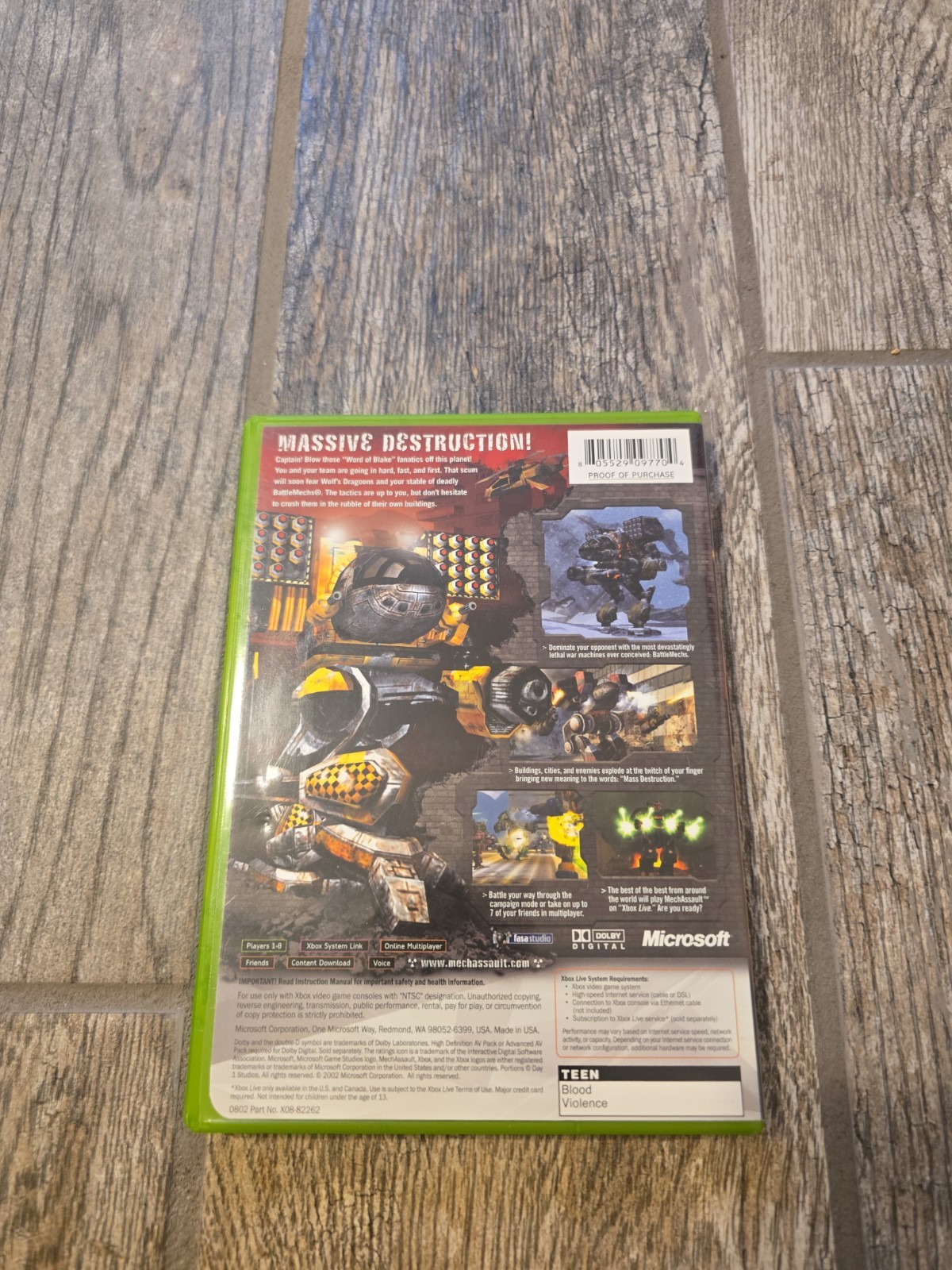 MechAssault (Microsoft Xbox, 2002) Complete w/ Manual – Tested Working