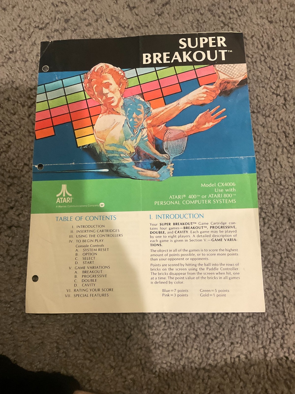 Super Breakout (Atari 400/800, 1979) Cartridge and Manual