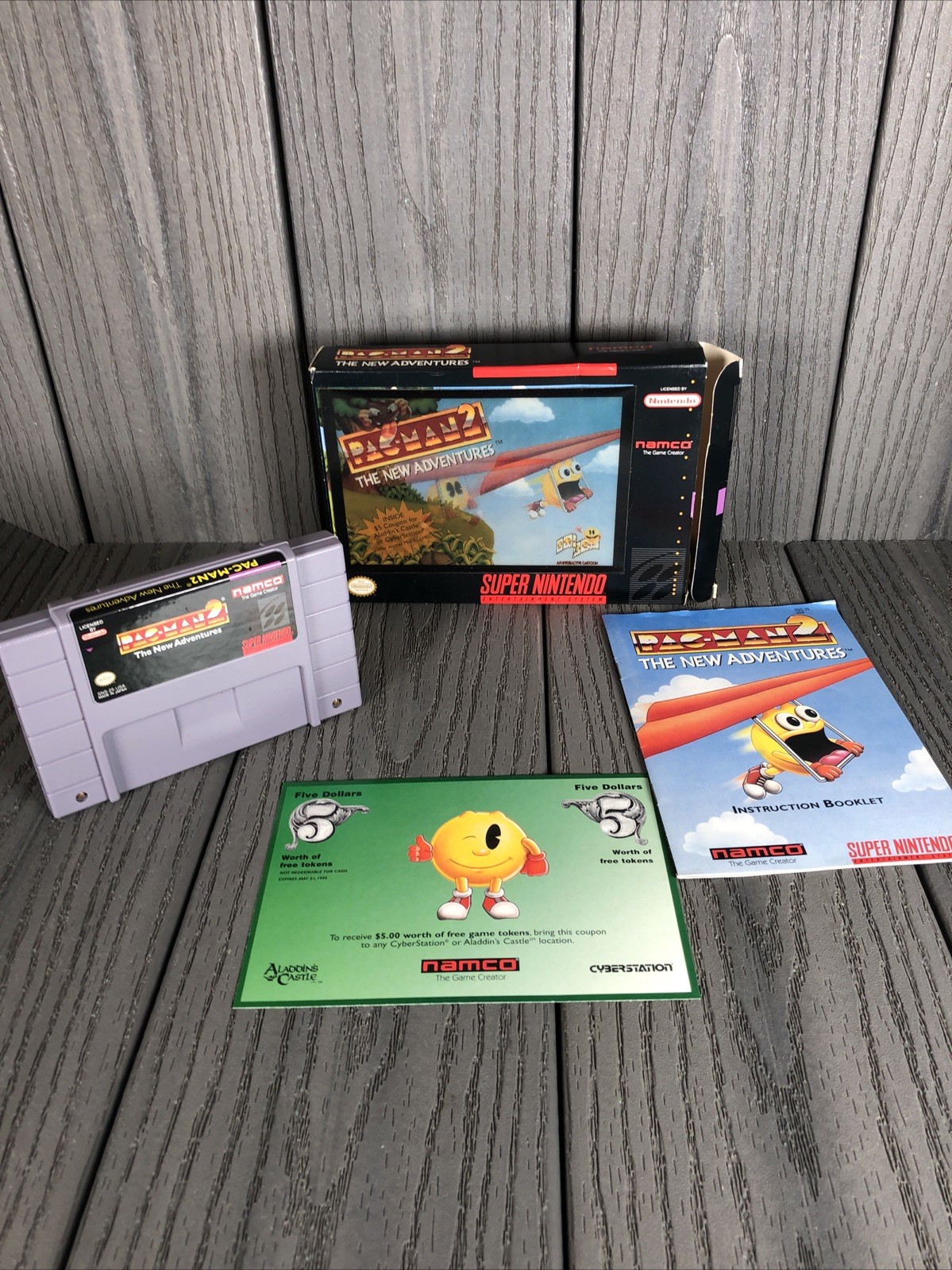 SNES Pac-Man 2 The New Adventures 1994 Super Nintendo Namco Game & Box & Manual