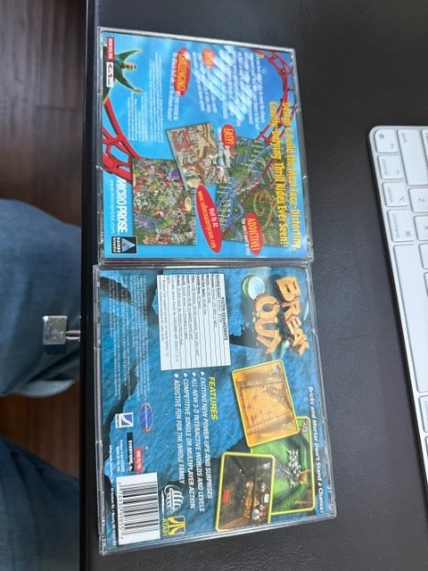 Atari Break Out PC Game 2000 3D Vintage Windows 95-98&Rollercoaster Tycoon cds