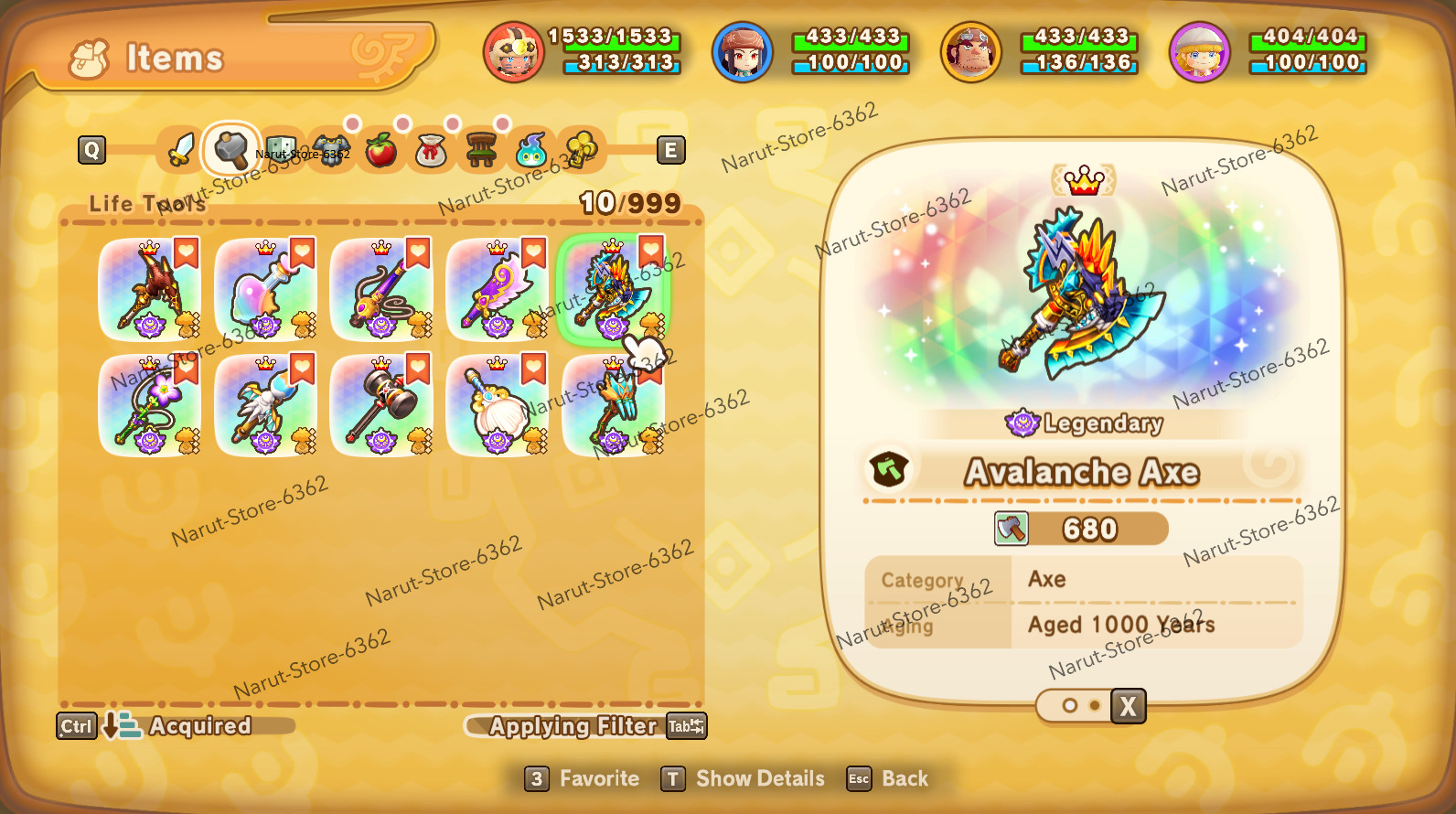 🌟 Fantasy Life I: Legendary Tools Set Item Weapons The girl Who Steals Time