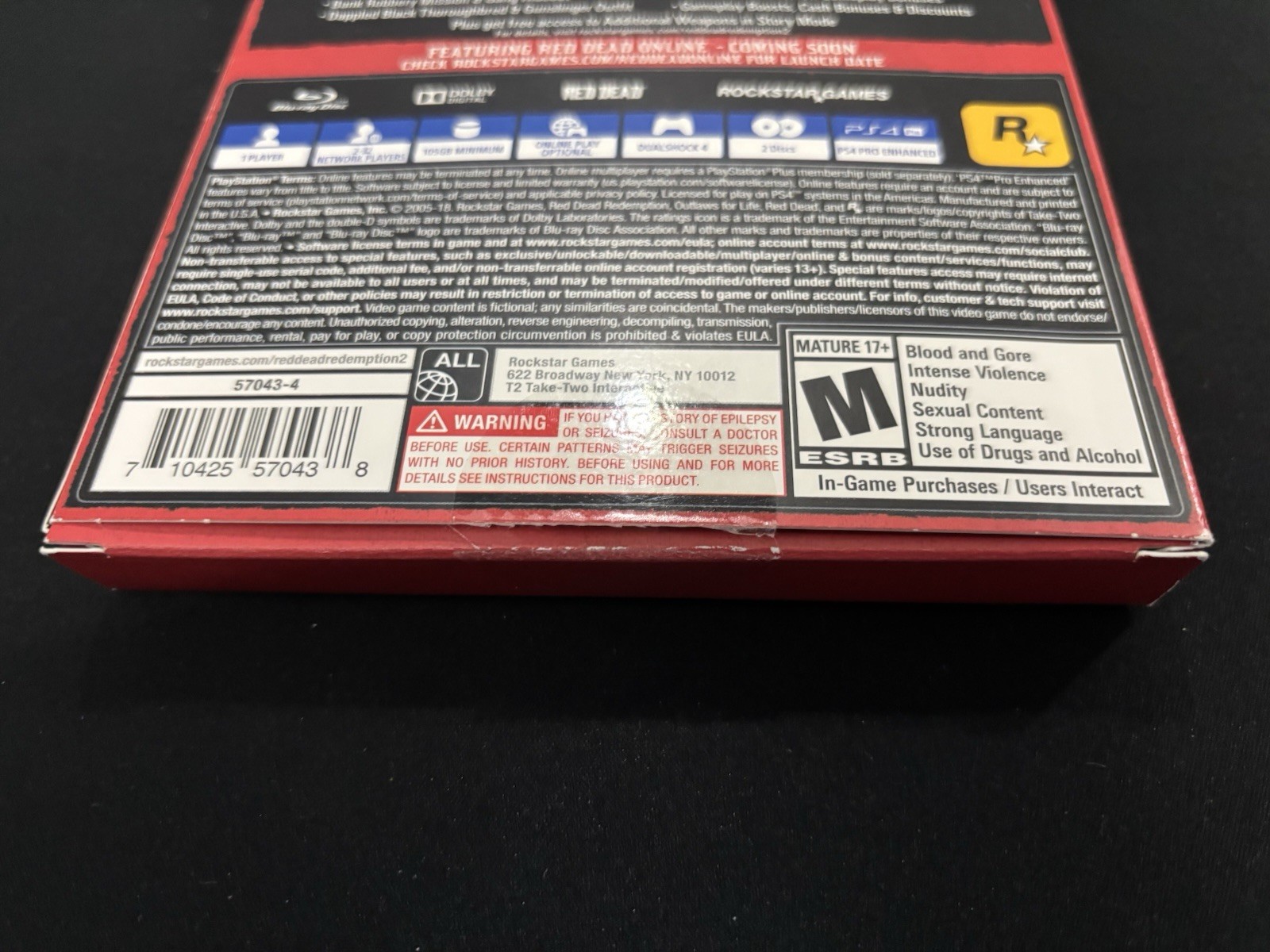 Red Dead Redemption 2 Special Edition w/ Map & Slip Cove Sony PS4 Complete READ