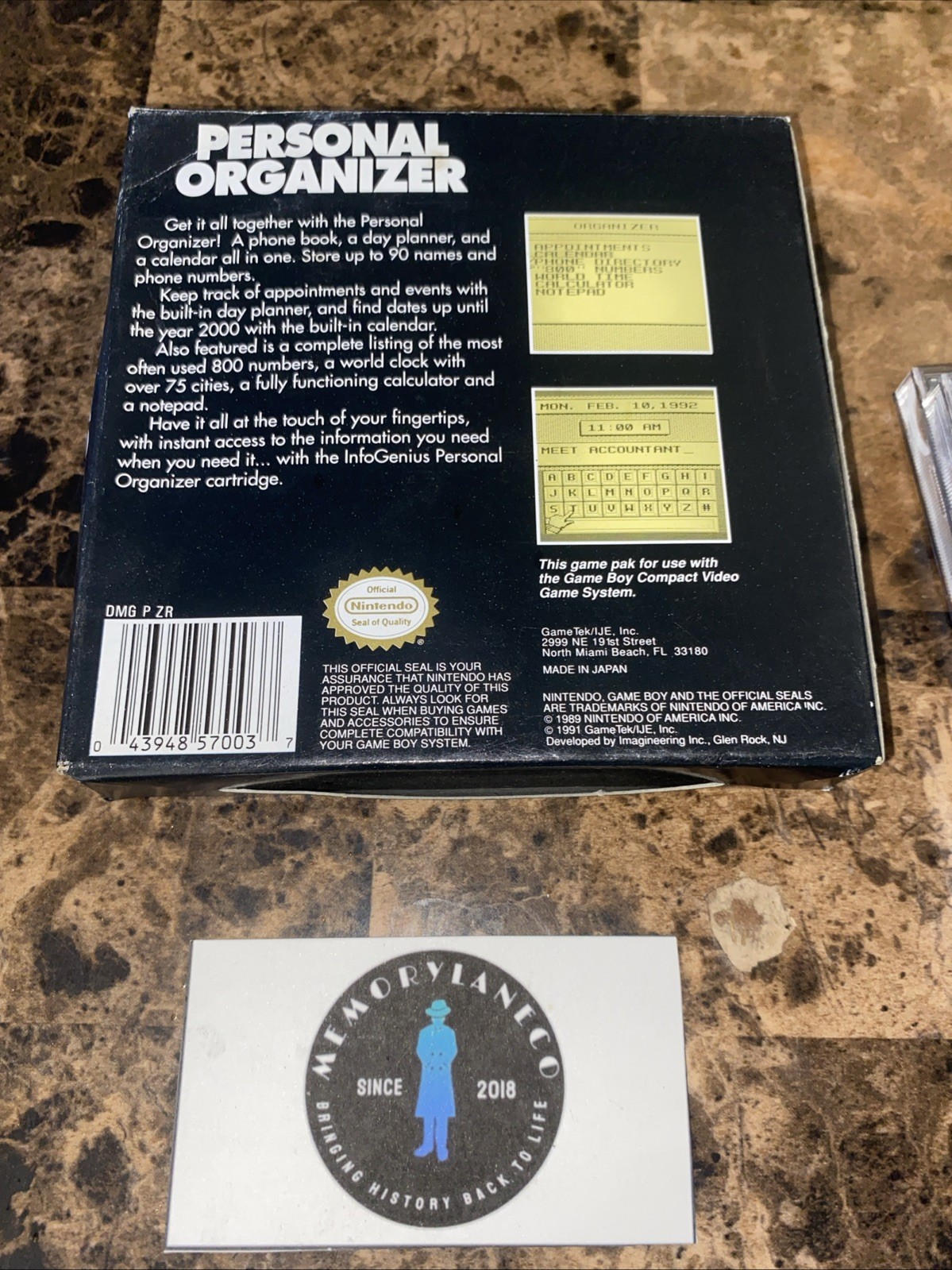 InfoGenius Personal Organizer and Phone Book Nintendo Game Boy CIB