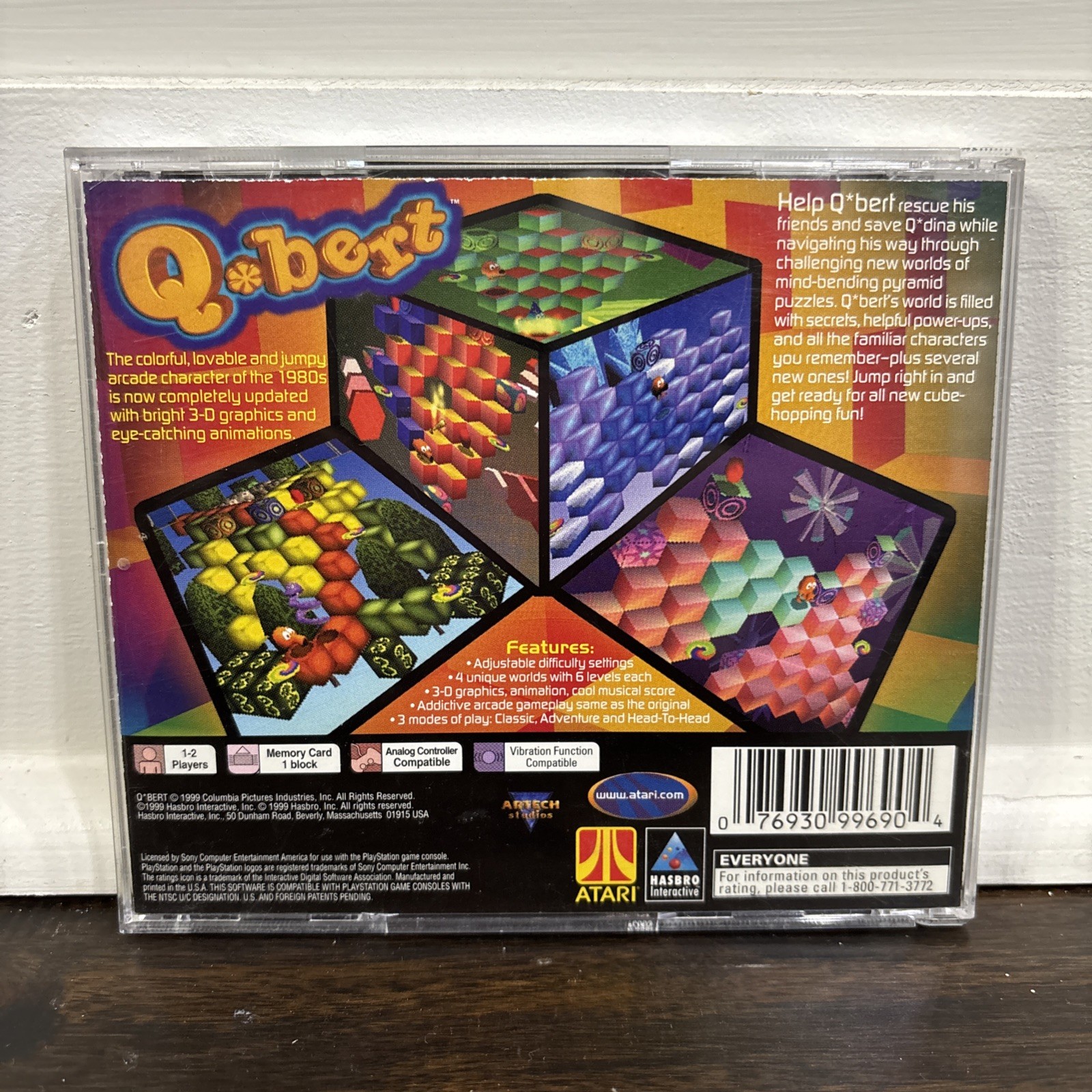 Qbert PS1 (Sony PlayStation 1, 1999) CIB Complete w/ Manual Black Label