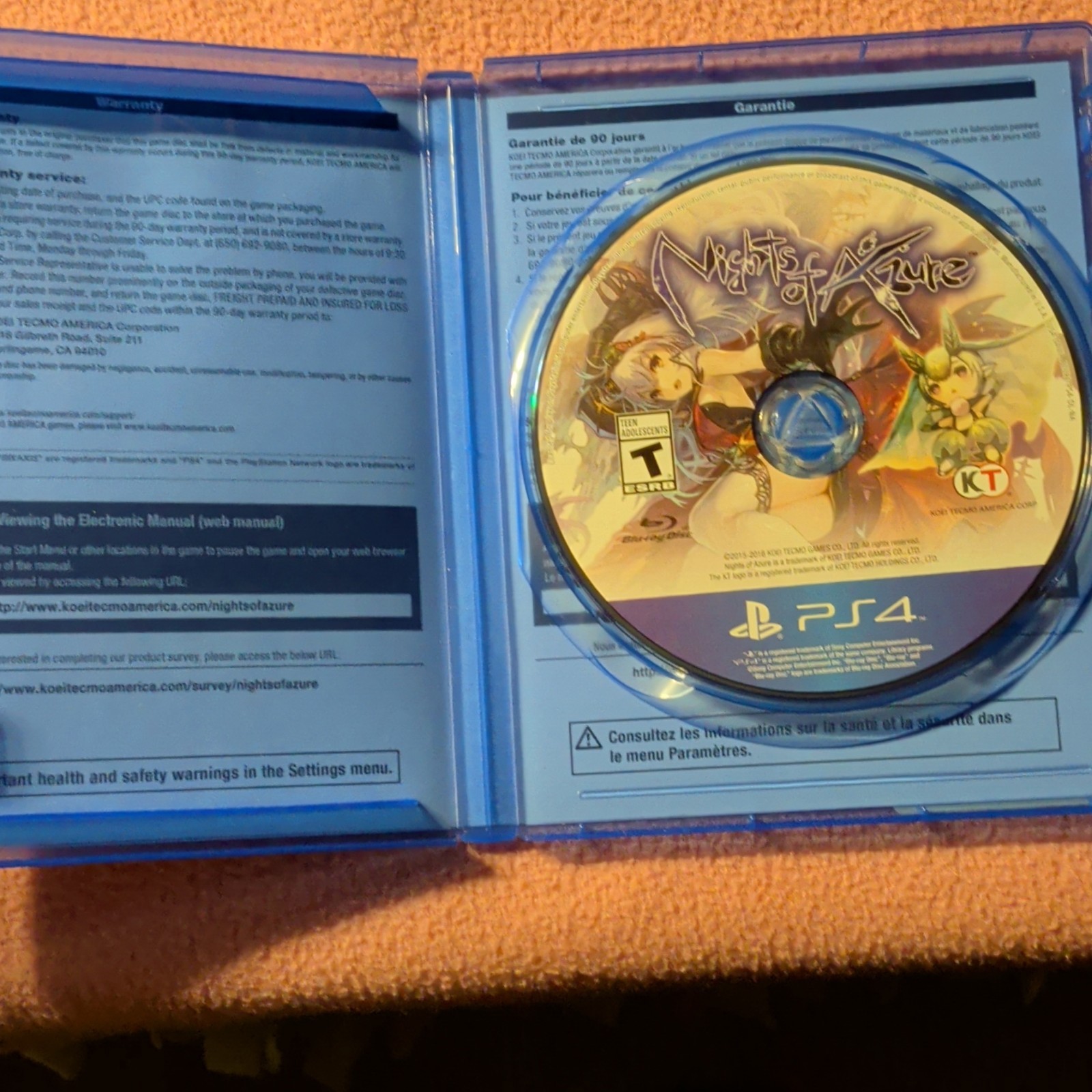 KOEI TECMO Nights of Azure PS4 Action RPG No Manual NTSC-U/C T 2016