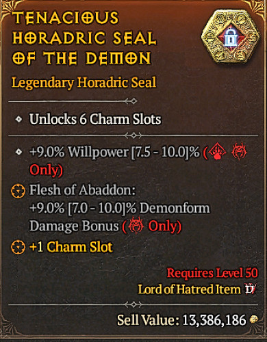 🔥 Diablo 4 Season 13 🔥Legendary Horadric Seal /Warlock/Druid /Sor