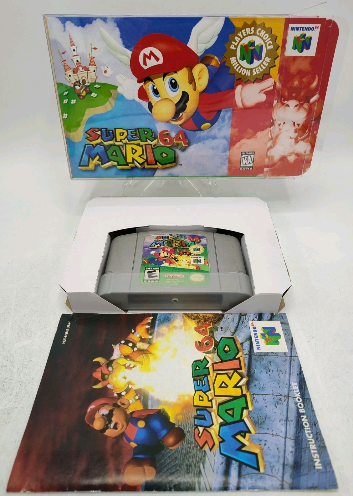 Super Mario 64 (N64, 1996) VGC w/ Manual + Case Protector Cleaned & Tested READ!