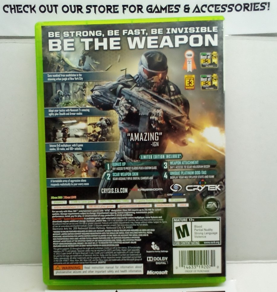 Crysis 2 Limited Edition (Xbox 360, 2011) Complete Tested Working – Free Ship