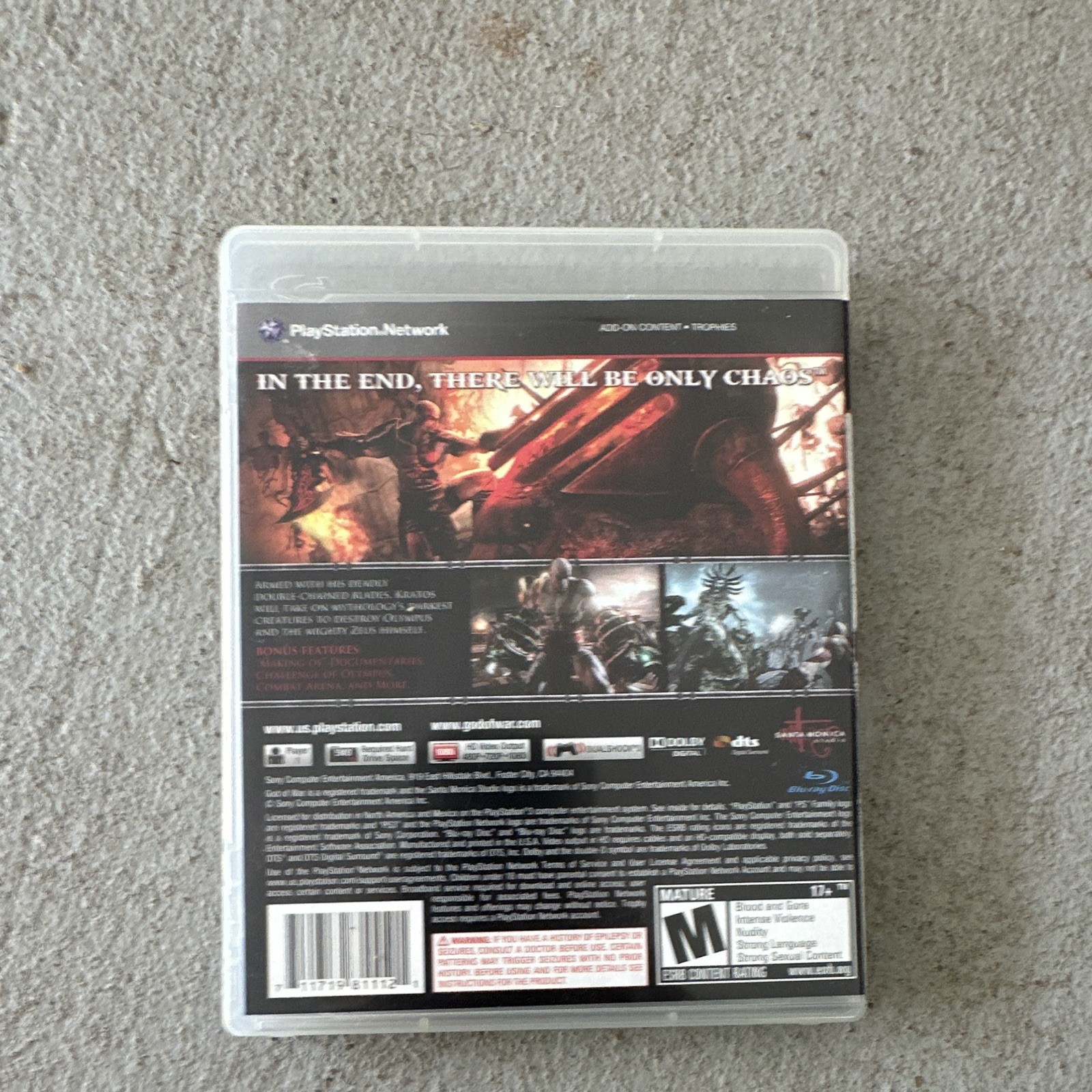 God of War III Sony PlayStation 3 PS3, Action Adventure, M Mature, Manual