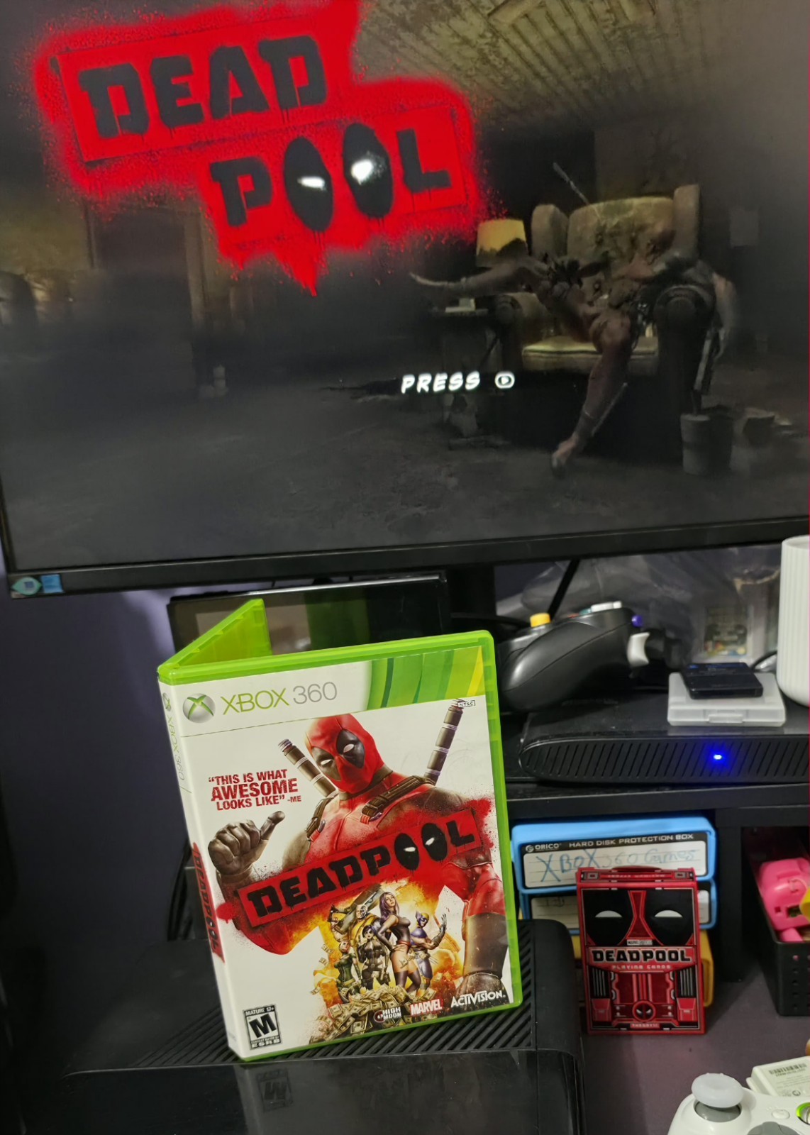 Deadpool Xbox 360 Bundle Scratch Free Near Mint CIB Game DP Playing Cards