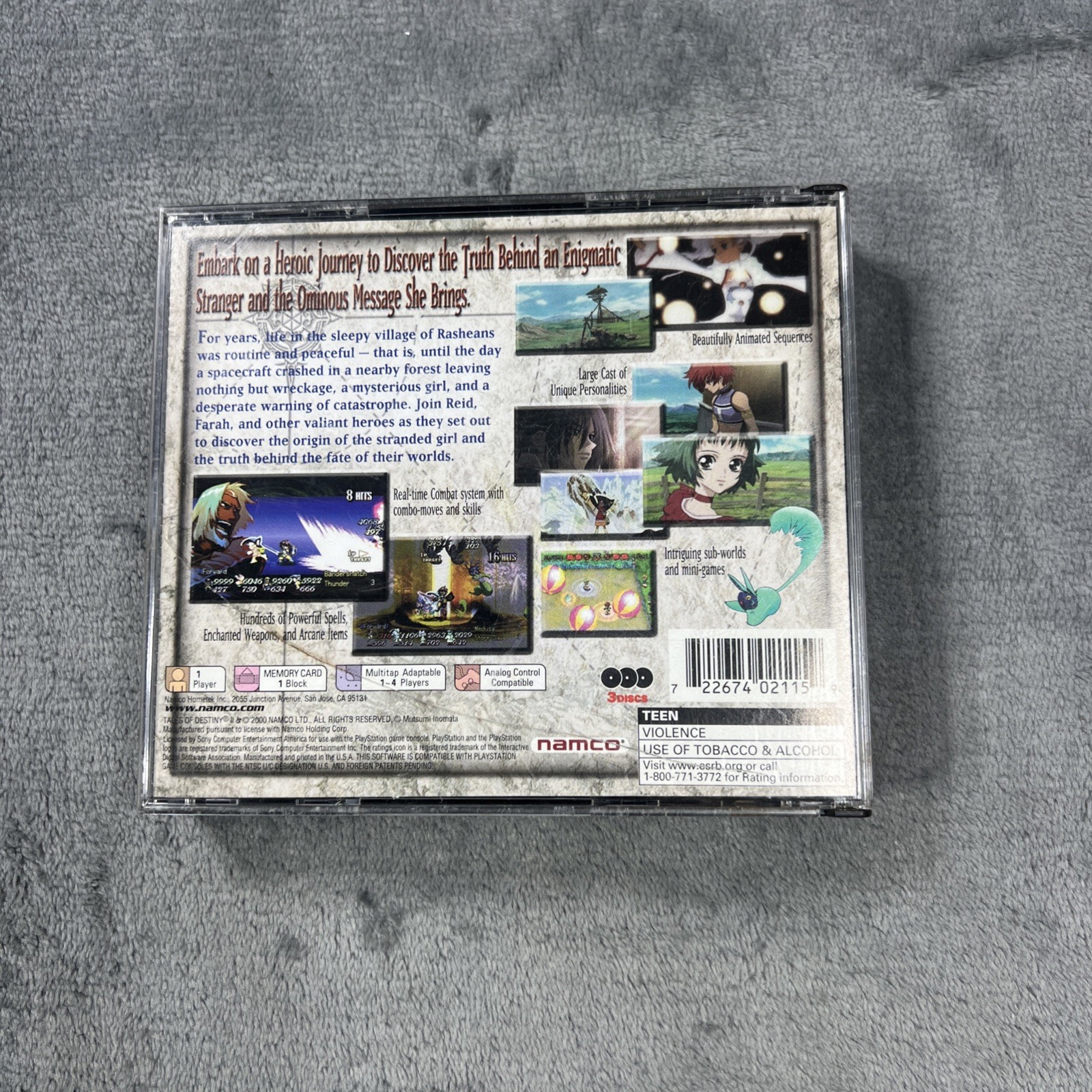 Sony PlayStation 1 Tales of Destiny II Black Label OEM Namco PS1 Manual HTF READ