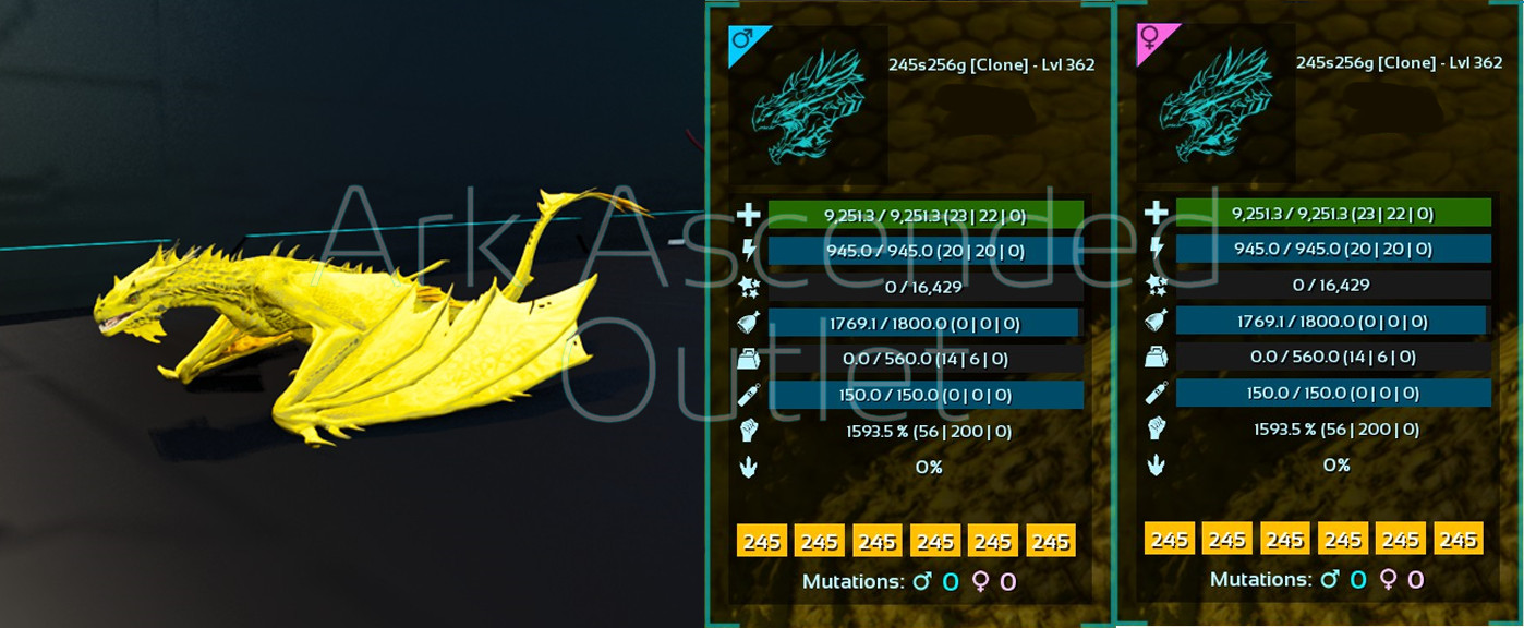 Fire Wyvern-Ark Survival Ascended-ASA-Dino-Top Stats-Colors-PC/XBOX/PS5 PVE
