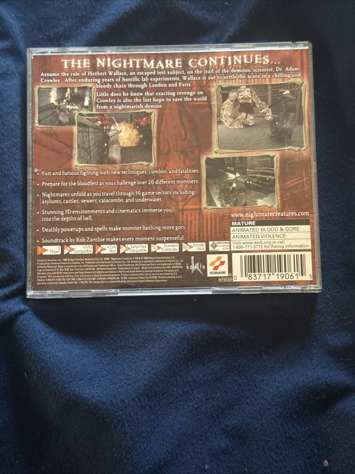 Nightmare Creatures II Sega Dreamcast CIB Complete Game Case Manual