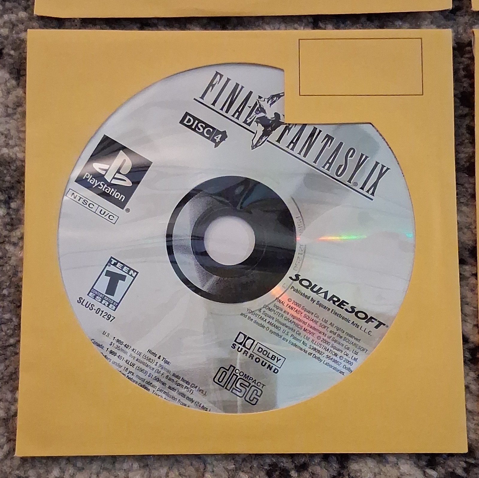 Final Fantasy IX PS1 Disc 1-4 Set, Case Not Included