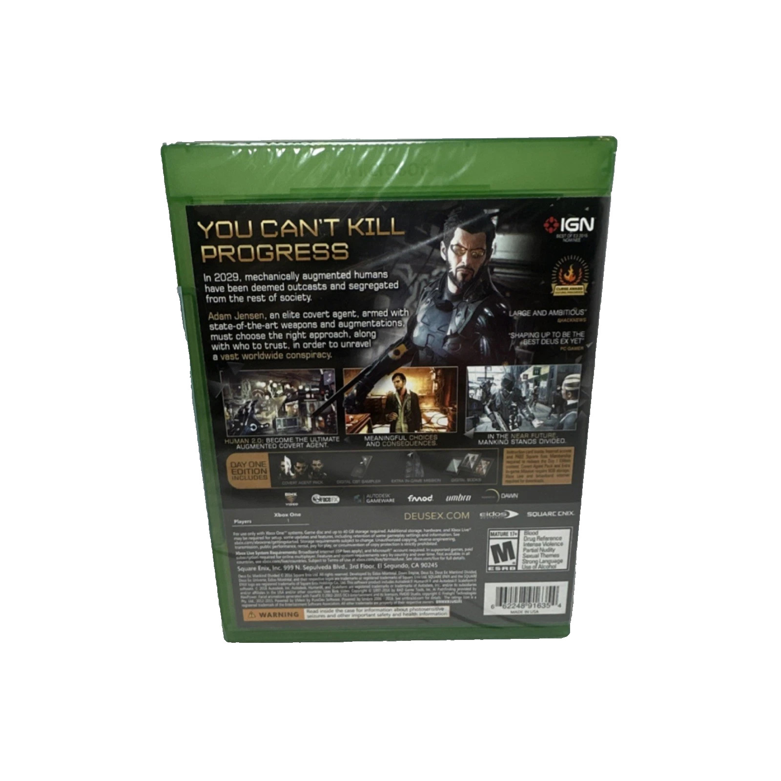 Deus Ex: Mankind Divided — Day One Edition (Microsoft Xbox One, 2016) NEW