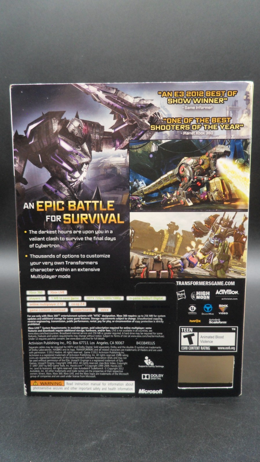Transformers Fall of Cybertron Game Microsoft Xbox 360 CIB With Manual Slipcover