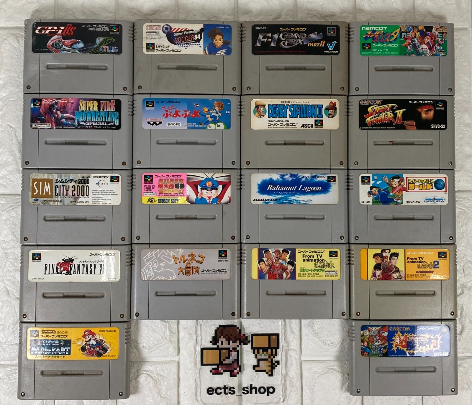 Lot 18 games Super Famicom Slam Dunk Mario Kart Super Makaimura FF #00Q