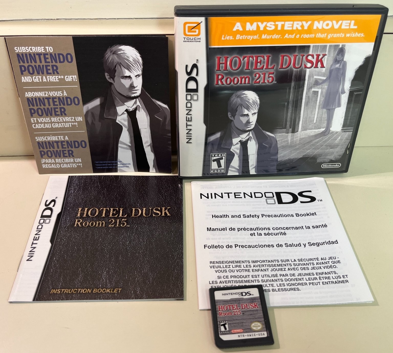 Hotel Dusk: Room 215 Nintendo DS Video Game + Manual, Mystery Novel, Complete