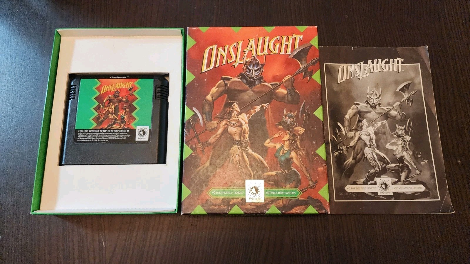 Onslaught Sega Genesis Rare! Authentic Cib Complete in Box!