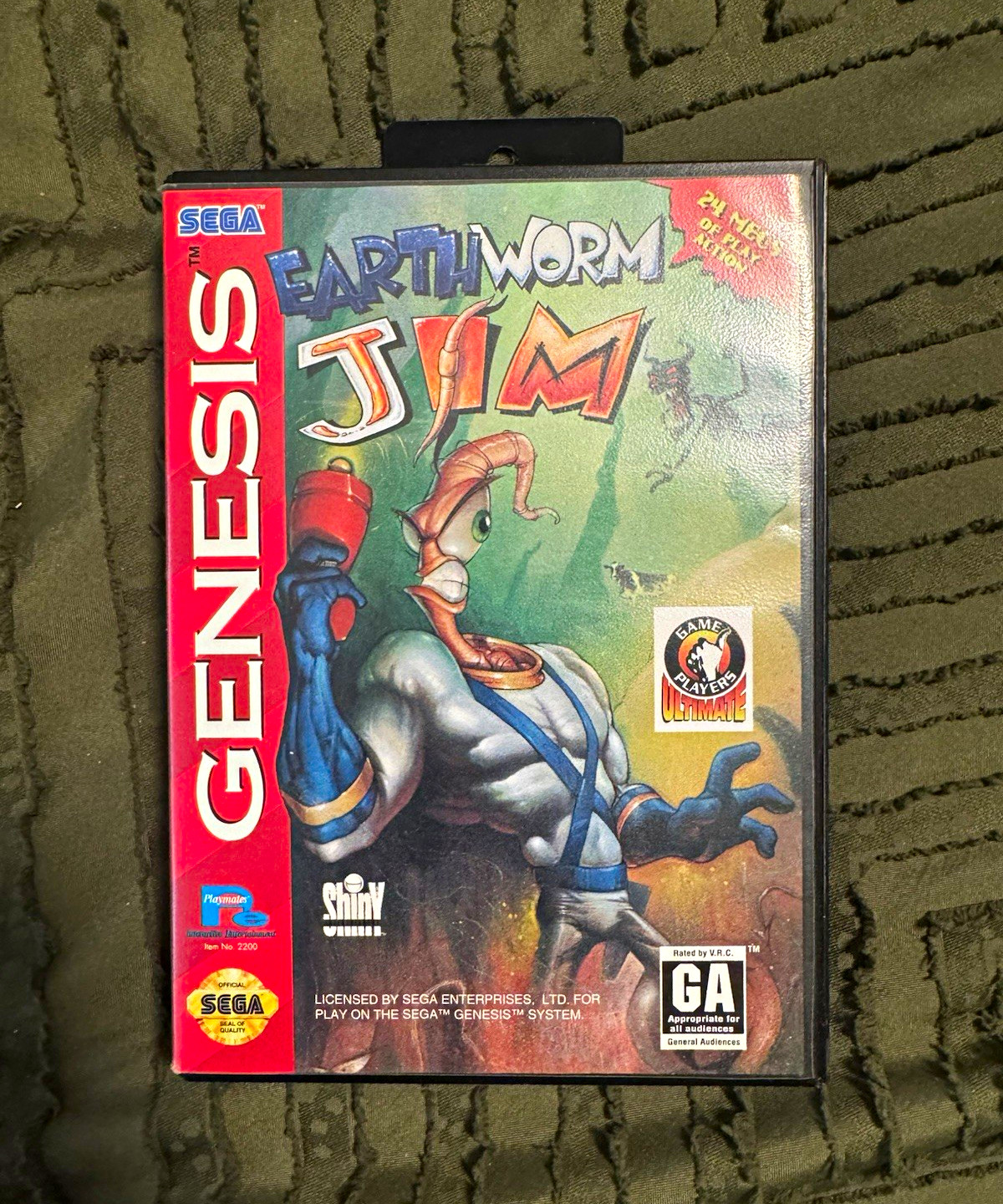 Playmates Interactive Earthworm Jim Sega Genesis Complete w/ Manual & Case