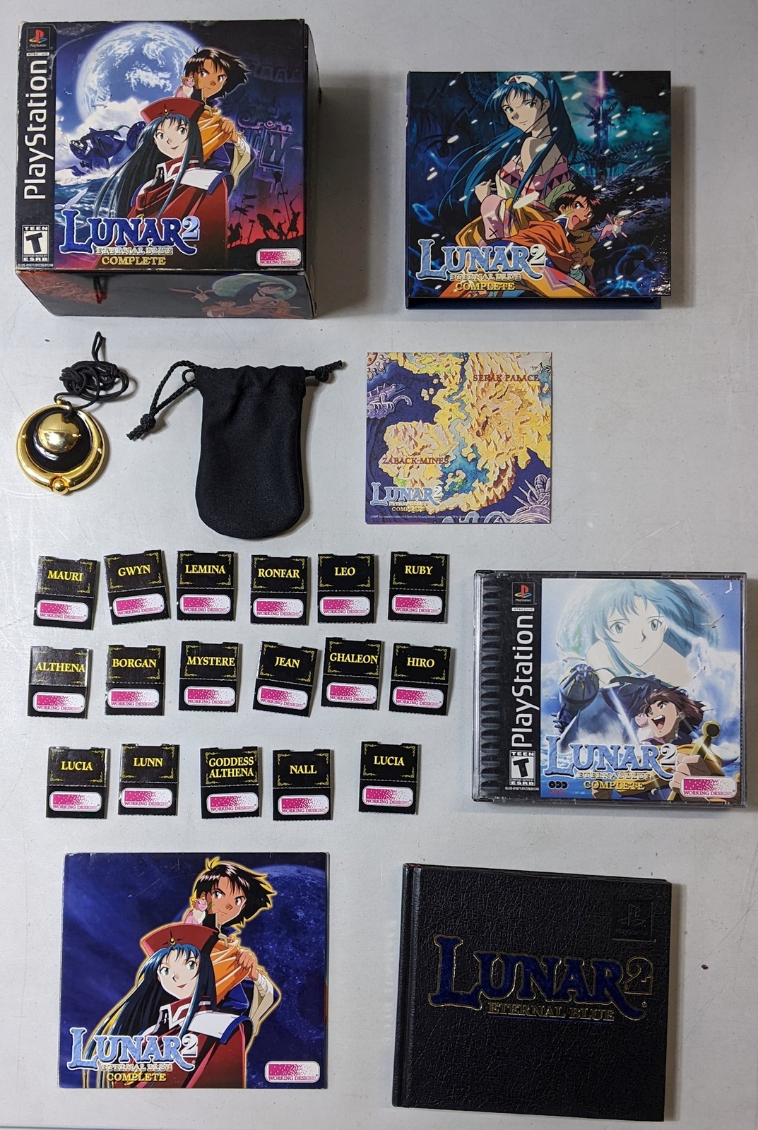 PlayStation PS1 Lunar 2 Eternal Blue Extras Pendant Box Set Complete CIB