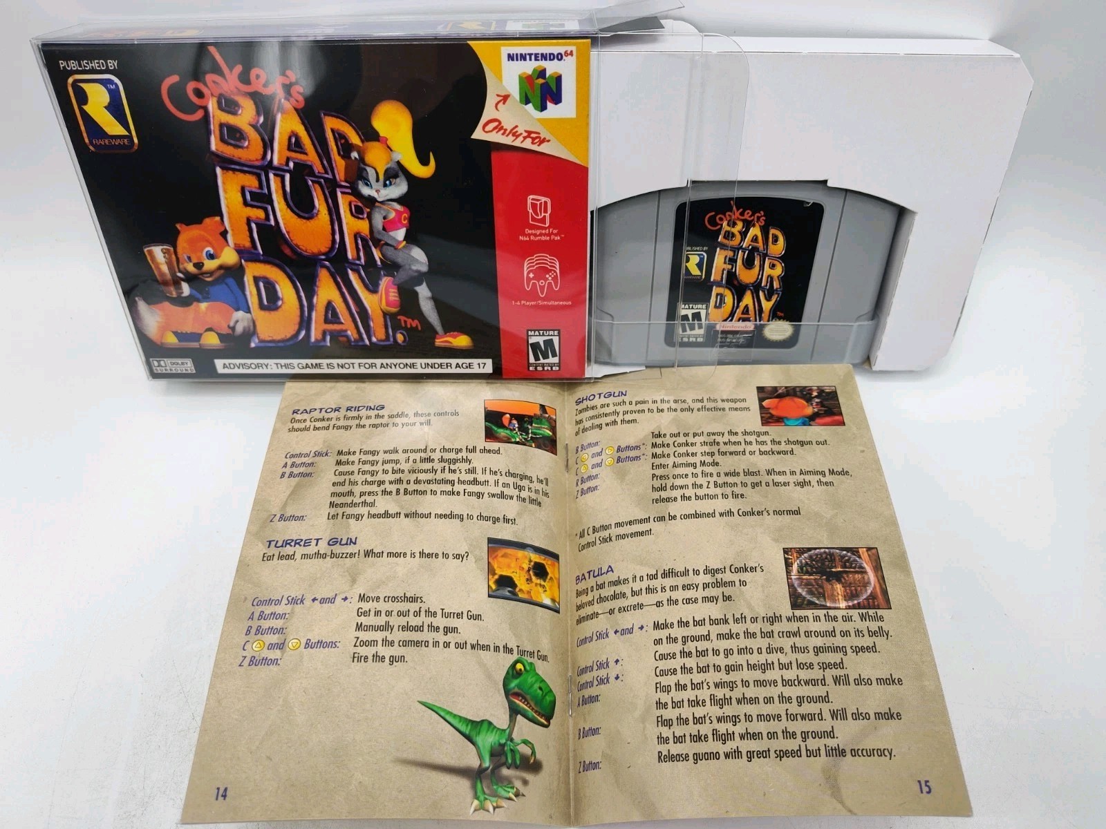 Conker’s Bad Fur Day – (Nintendo 64 N64, 2001) *VGC w/ Manual* Tested! READ!!!