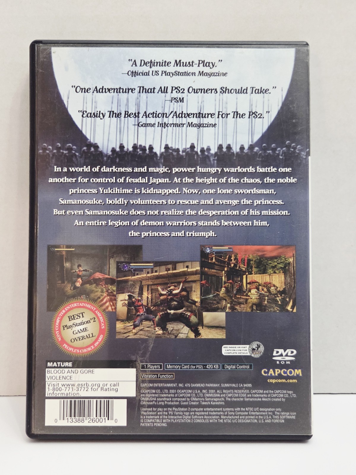 Onimusha Warlords PS2 Complete CIB Tested Black Label Sony PlayStation 2 Capcom